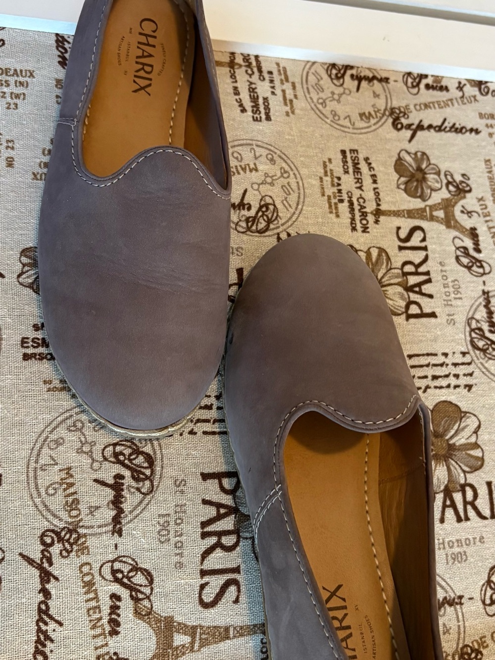 CHARIX Leather Slip-On Flats in Mauve Gray - Picture 7 of 7